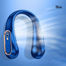 1pc Neck Fan USB Rechargeable Cooling Fan 5 Speed Adjustable Neck Cooler Digital Display Bladeless Neckband Fan, Cool Portable Fan, School Supplies, Perfect Gift For Birthday/Christmas, For Fishing/Camping/Travel