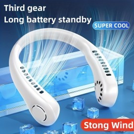 New Portable Leafless Hanging Neck Fan Three Generation Lazy USB Charging Small Fan Cool Portable Fan For Fishing/Camping/Travel