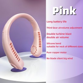 New Portable Leafless Hanging Neck Fan Three Generation Lazy USB Charging Small Fan Cool Portable Fan For Fishing/Camping/Travel