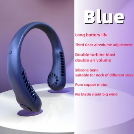 New Portable Leafless Hanging Neck Fan Three Generation Lazy USB Charging Small Fan Cool Portable Fan For Fishing/Camping/Travel