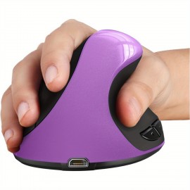 Ergonomic Mouse, Rechargeable Vertical Wireless Mouse Small Right Handed Computer Wireless Mouse With 6 Buttons 3 Adjustable 800/1200/1600 DPI For Laptop,Desktop,PC, MacBook(Purple)