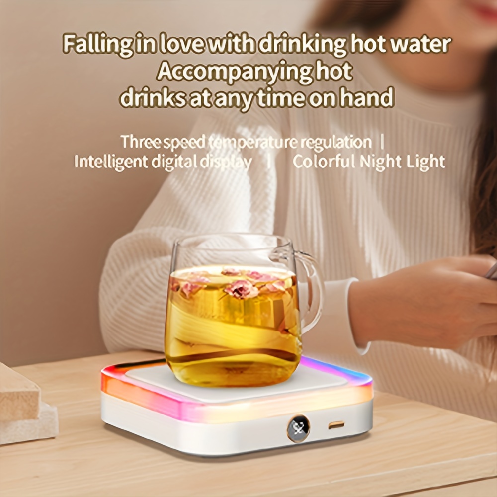 1pc Constant Temperature Heater Coaster, Three-speed Temperature Adjustable, Colorful Light Strip And Smart Digital Display, For Heating Coffee, Bottles, Beverages, Milk, Tea And Hot Chocolate, Safe And Reliable Teapot Heater details 2