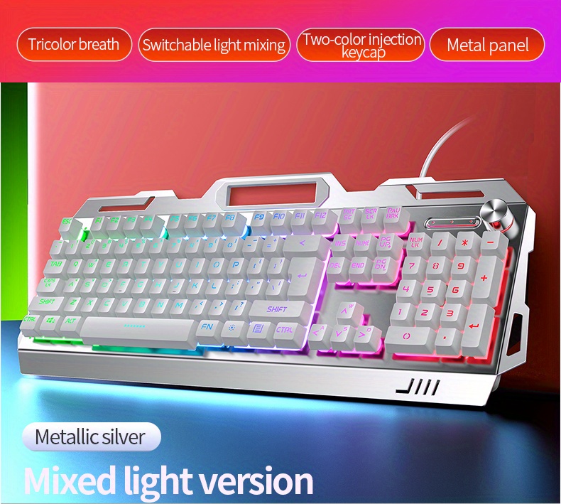 yindiao v2 computer wired keyboard e sports gaming typing office universal usb plug in hair light keyboard available for windows system details 16