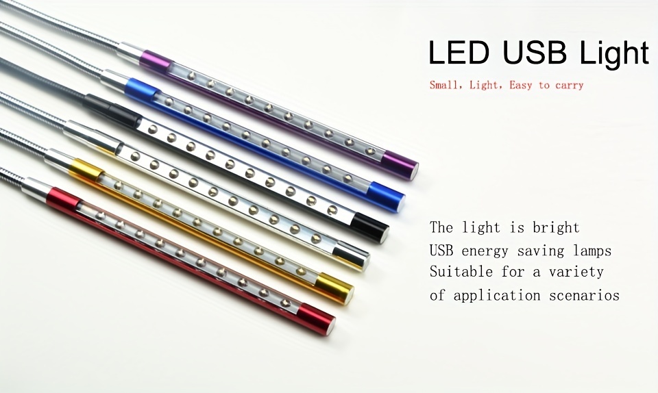1pc usb metal 10 lights laptop keyboard lighting led dormitory reading night light can be bent freely details 0
